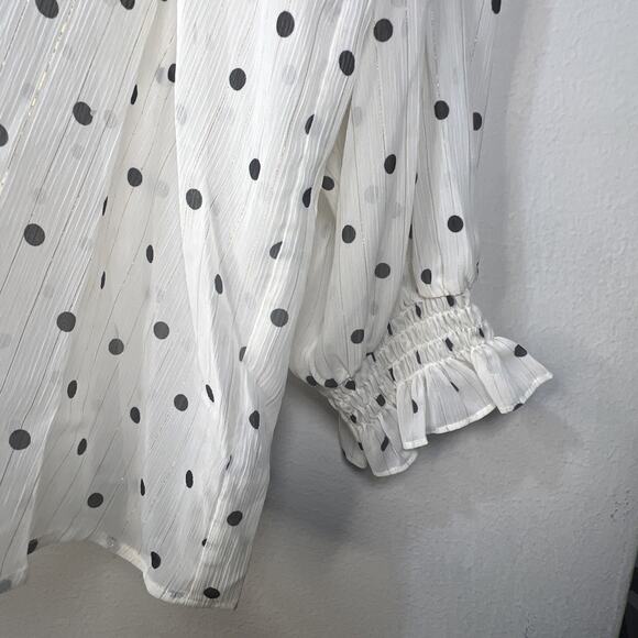 Torrid Polka Dot Tunic Top Size 5X Ivory Balloon Sleeve mock Office Bohemian NWT - Picture 2 of 13